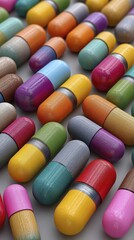 Brightly colored headache relief capsules-4 - opaque colors multicolored capsules vibrant