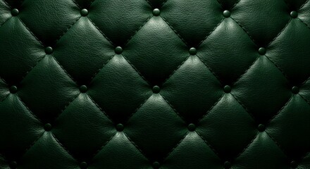 Luxurious Emerald Green Leather Upholstery with Diamond Tufting