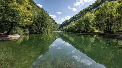 Lush green forest, pristine lake, clear blue sky Sustainable ecosystem, environmental conservation - pristine air sustainability plants