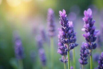 Obraz premium Vibrant lavender buds, delicate petals, soft focus, background, flowers