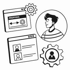 Profile Management Settings Configuration And Adjustment With Male Account Minimalist Icon