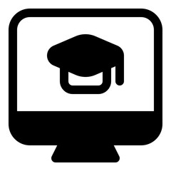 Monitor with graduation cap icon for elearning and courses