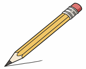 Simple Illustration Of A Yellow Pencil Drawing On White Background