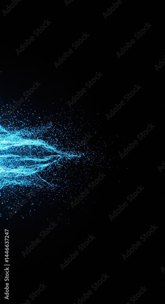 Poster abstract blue particle splash digital art background image