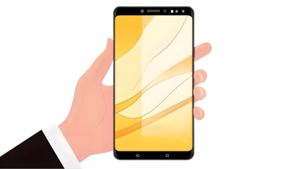 Hand Holding Modern Smartphone Illustration with Transparent Background