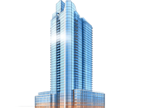3D Illustration Of Modern Skyscraper Building With Transparent Background