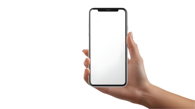Hand Holding Modern Smartphone With Empty Screen, Realistic Illustration, Photo