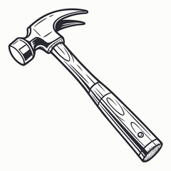 Vintage Hammer Illustration Classic Carpentry Tool Woodworking Design Graphic Element