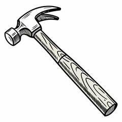 Hand Drawn Claw Hammer Illustration Tool For Woodworking Or Carpentry
