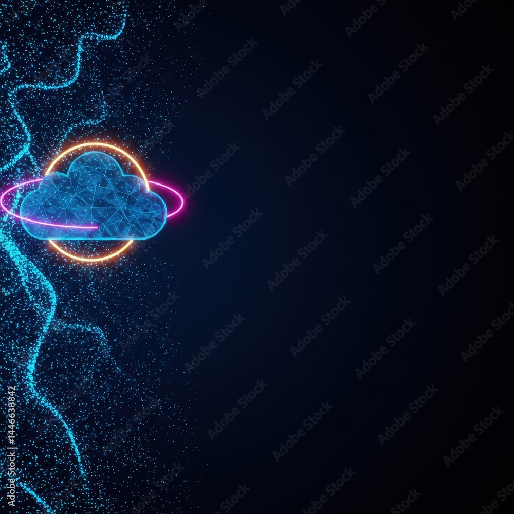 Poster abstract digital cloud computing network data storage concept futuristic technology