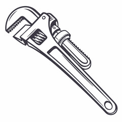 Illustration Of A Pipe Wrench Repair Tool For Plumbers And Mechanics