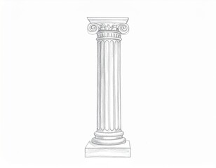 Obraz premium pencil sketch of a classic column isolated on white