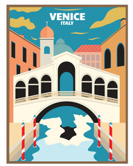 Venice Italia poster retro and vintage style