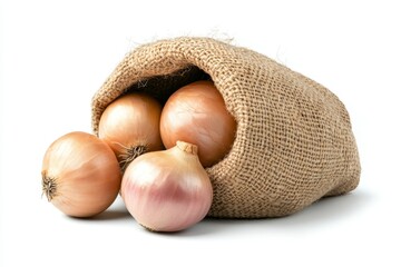Fresh onions in a burlap sack (3)