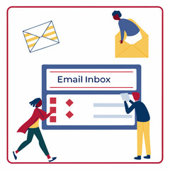 Checking Email Inbox Flat Vector Illustration Of People Sending And Receiving Messages