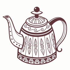 Decorative Tea Pot Design Intricate Pattern Elegant Kettle Illustration Vector Art