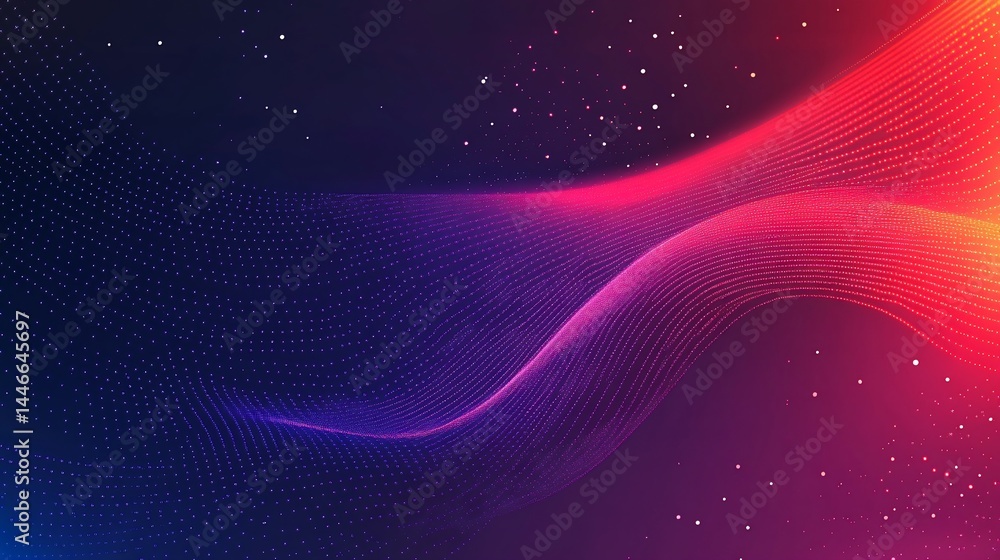 Poster vibrant particle wave: an abstract blend of colors and dynamic motion