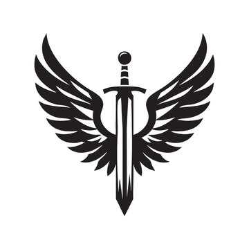 sword with wings logo vector illustration