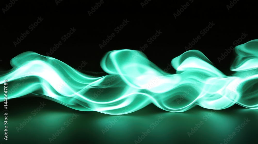 Poster emerald luminous energy waves abstract background with smooth reflections