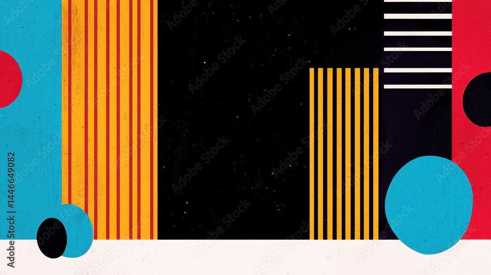 Poster an abstract modern illustration depicts urban interactions and copy space in the middle with a bold 