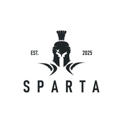 spartan logo illustration vintage concept old spartan kingdom fighter black silhouette templet design