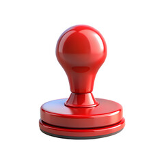 a bright red rubber stamp with a rounded top on a transparent background