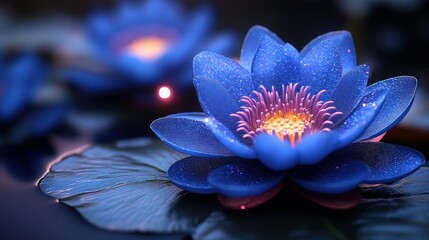 Night-blooming, luminous lotus flower