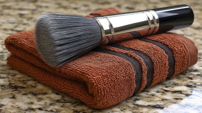 Soft brush bristles after a pampering cleaning session - white black  colored