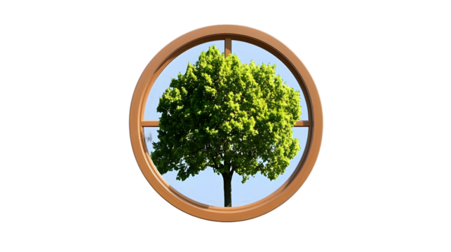 Illustration Of Tree In Window Isolated Background