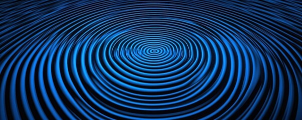 Fototapeta premium Abstract Blue Concentric Circles Pattern with Rippling Effect on Dark Background for Modern and Futuristic Design Templates