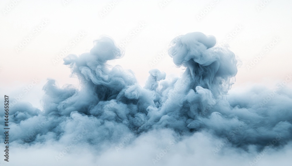 Fototapete Abstract Cloud of Blue Smoke in White Background with Soft Light and Textured Appearance creating a Dynamic and Ethereal Design for Modern Art Projects