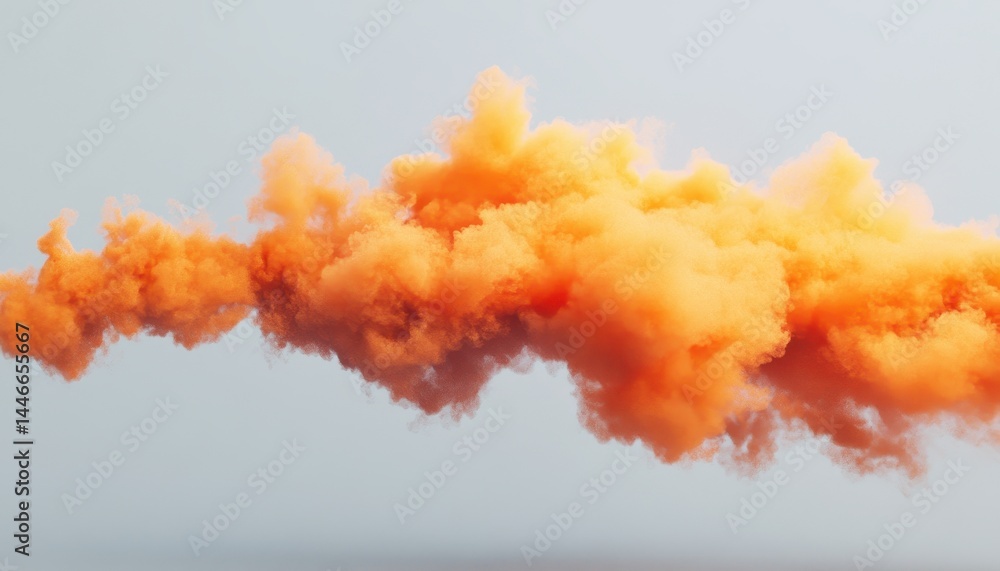 Aufkleber abstract orange cloud of powder smoke on light grey background ethereal design featuring a soft deli
