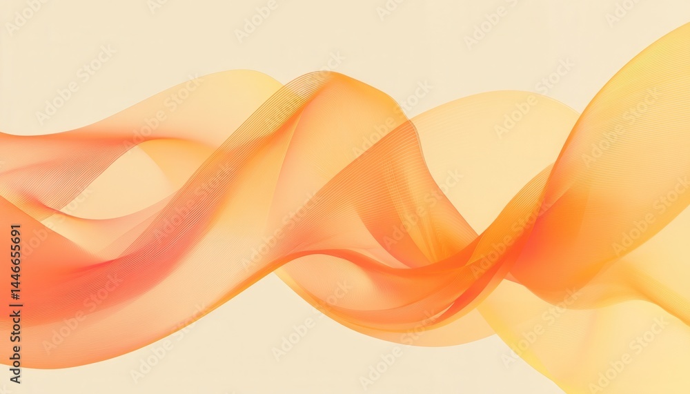 Fototapete abstract orange gradient wave design with dynamic flowing lines and smooth texture on a light beige 