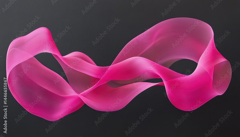 Aufkleber abstract pink ribbon wave art on dark grey background creative graphic design modern art background 
