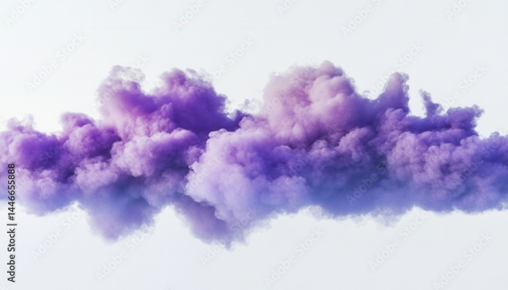 Poster Abstract Purple Cloud of Smoke Isolated on White Background with Soft Lighting for Digital Art and Creative Design