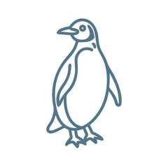 Magellanic Penguin Outline Illustration, Vector