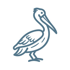 Simple Pelican Illustration, Line Art Style