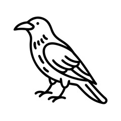 Minimalist Raven Illustration, Black Outline Bird