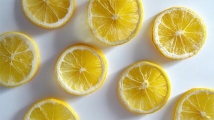 Fototapeta premium Fresh Lemon Slices on White Surface