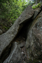 Narrow Tunnel Along The Giant Slide Trail In Acadia