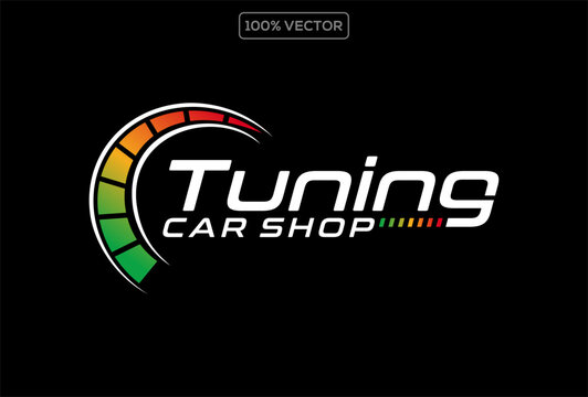 Speed rpm, speedometer driver race logo design template