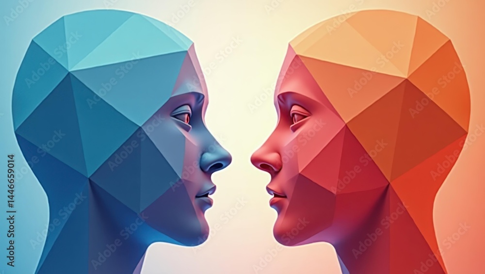 Poster intersectional equality. unity in diversity. two interlocking figures of woman and man symbolize uni