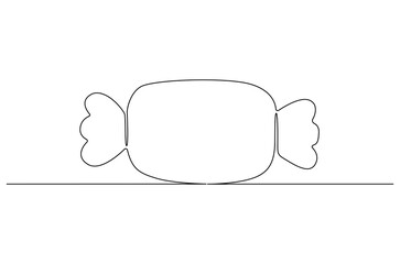 Continuous one line drawing of Candy. Single line drawing illustration of Sweet candy caramel or chocolate. Sweet and dessert themes concept vector art. Doodle line illustration.