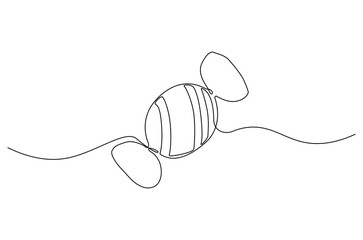 Obraz premium Continuous one line drawing of Candy. Single line drawing illustration of Sweet candy caramel or chocolate. Sweet and dessert themes concept vector art. Doodle line illustration.