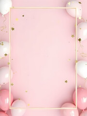 Pink and Gold Balloon Celebration Frame