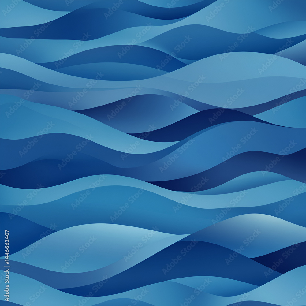Poster creating fluid calm waves ocean digital art serene environment abstract viewpoint gradient blue conc