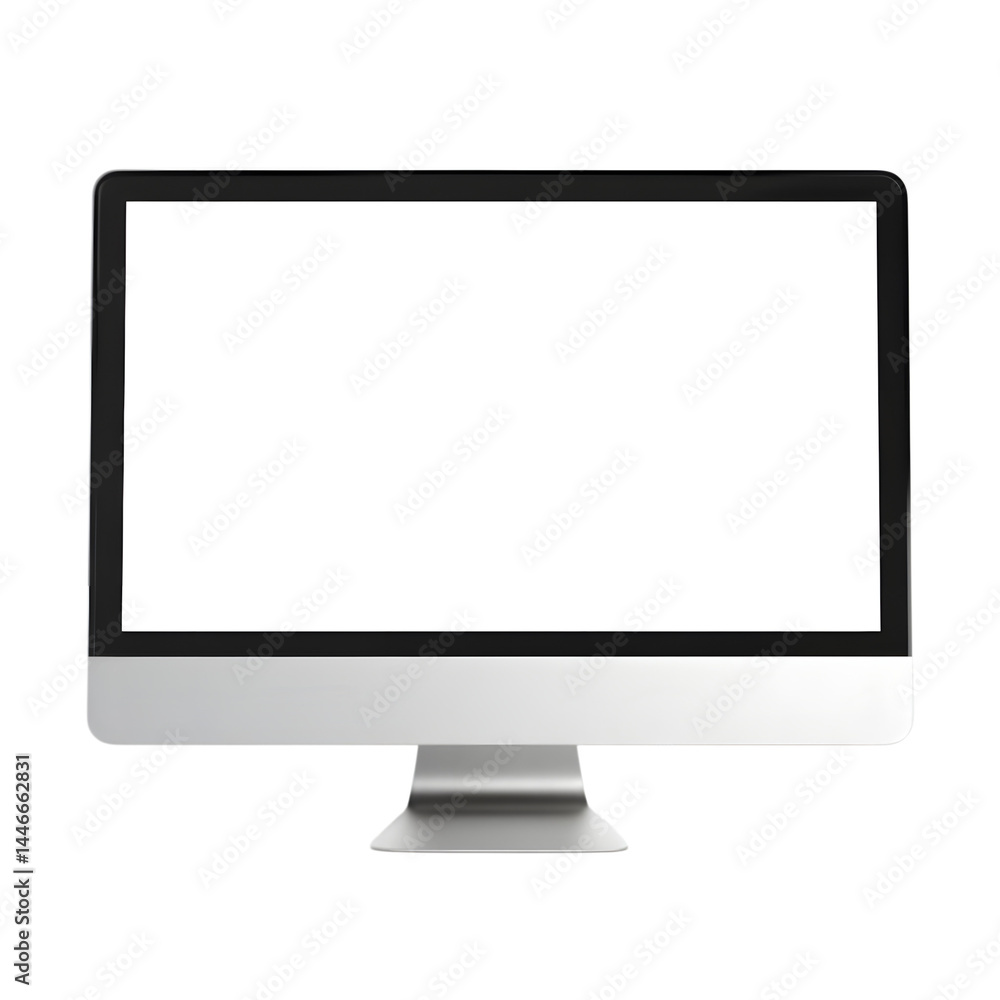 Poster computer monitor with blank white screen. isolated on white background. ai generated images