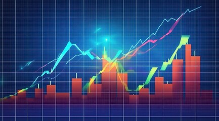 Chart of upward trend with vibrant highlights