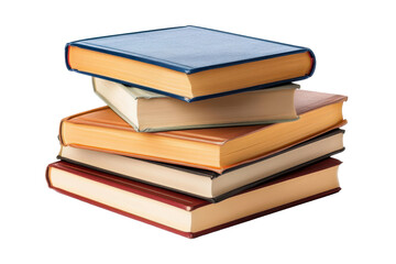 Fototapeta premium Close-up view of a pile of hardback books in different colors, representing knowledge and learning.