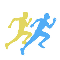 silhouette vector of male and female runners